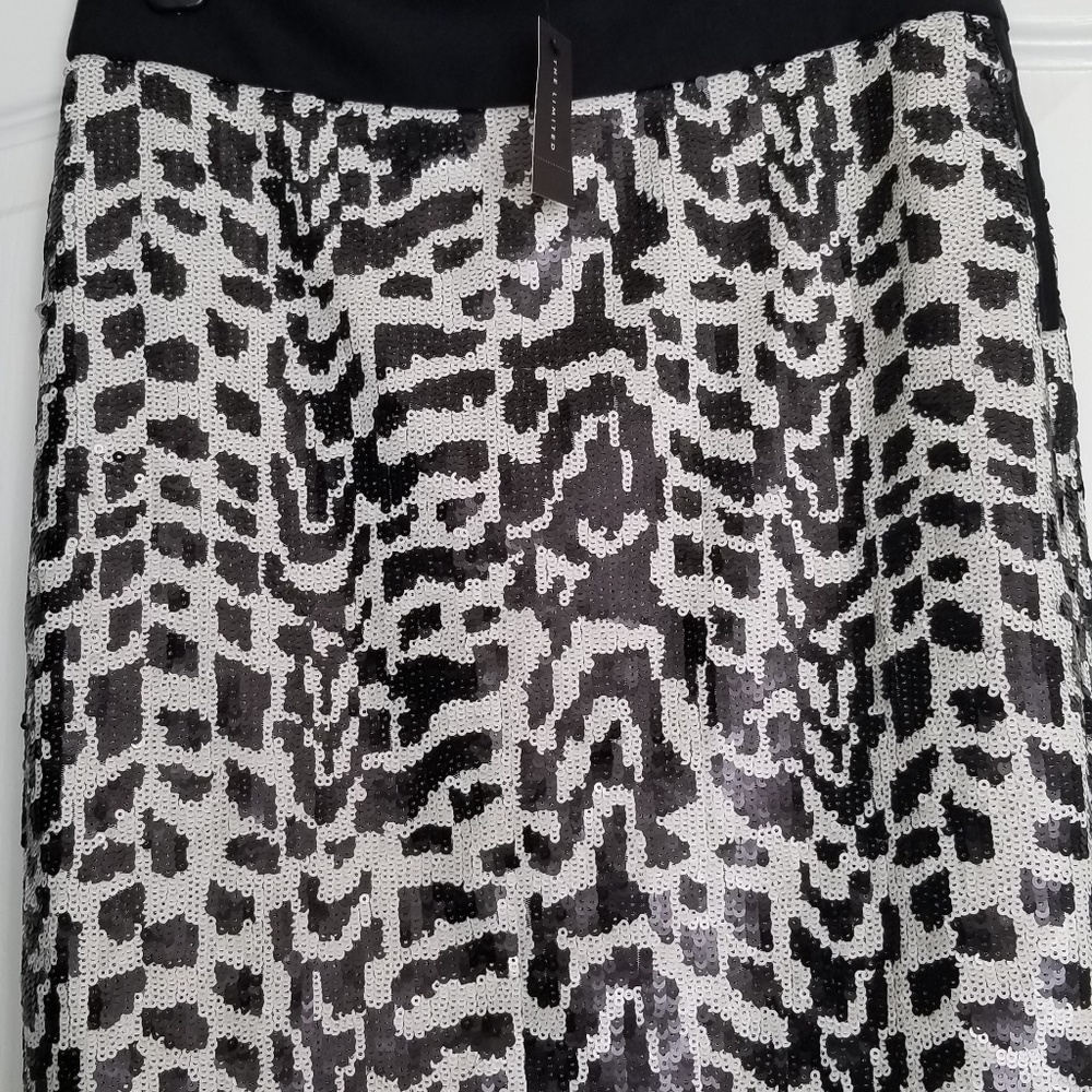 The Limited Black and White Sequins Skirt
